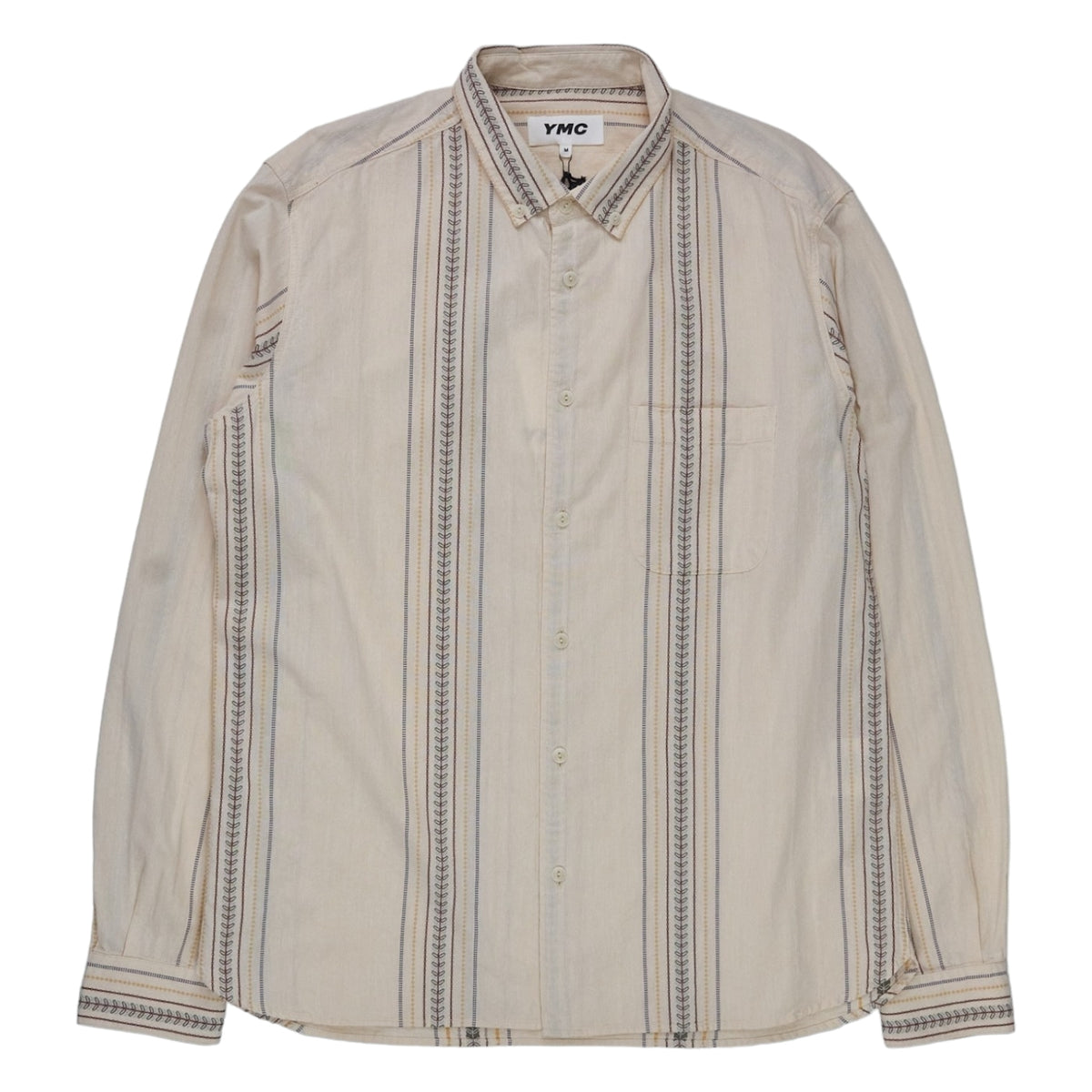 YMC Ecru Embroidered Dean Shirt