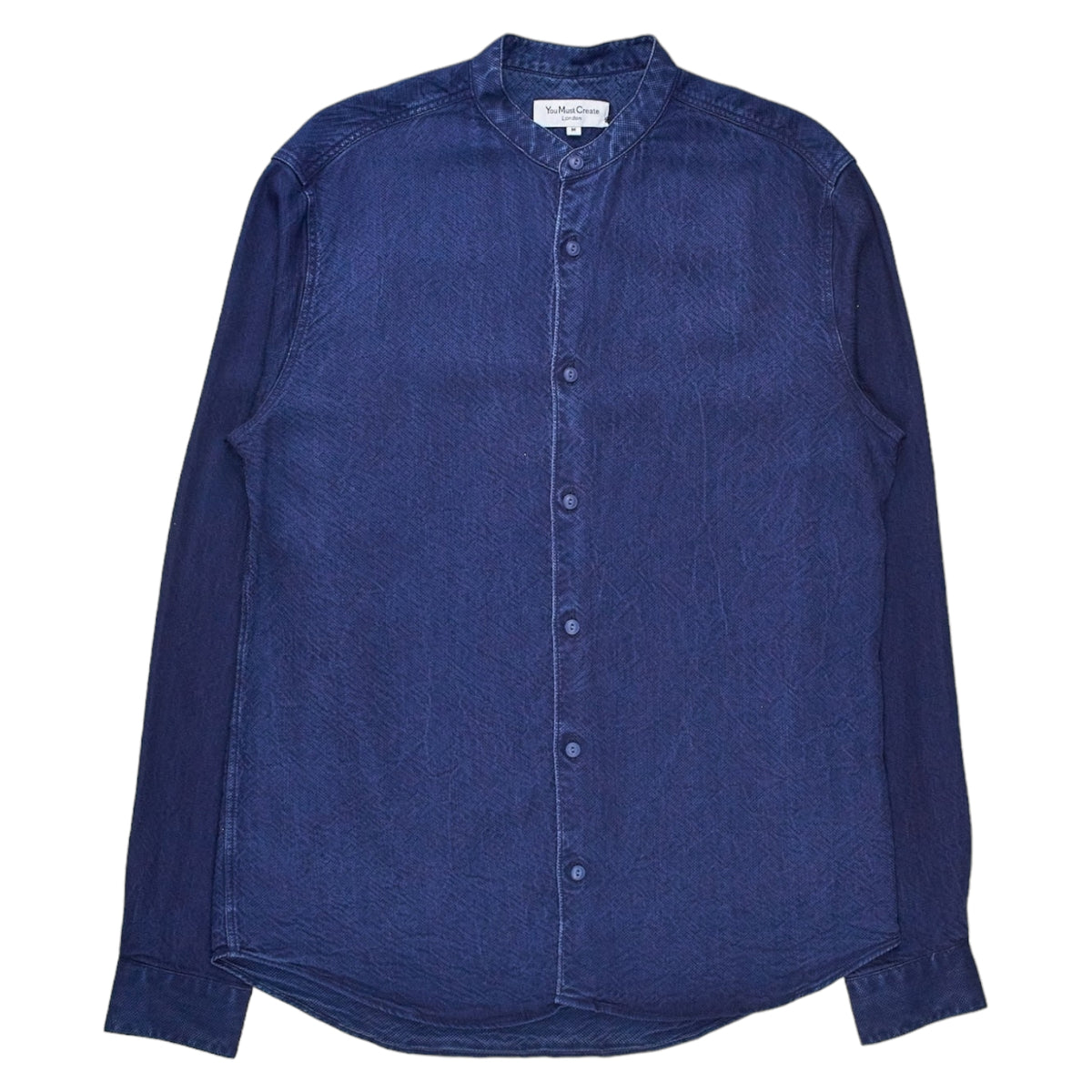 YMC Indigo Collarless Shirt