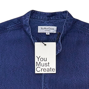 YMC Indigo Collarless Shirt