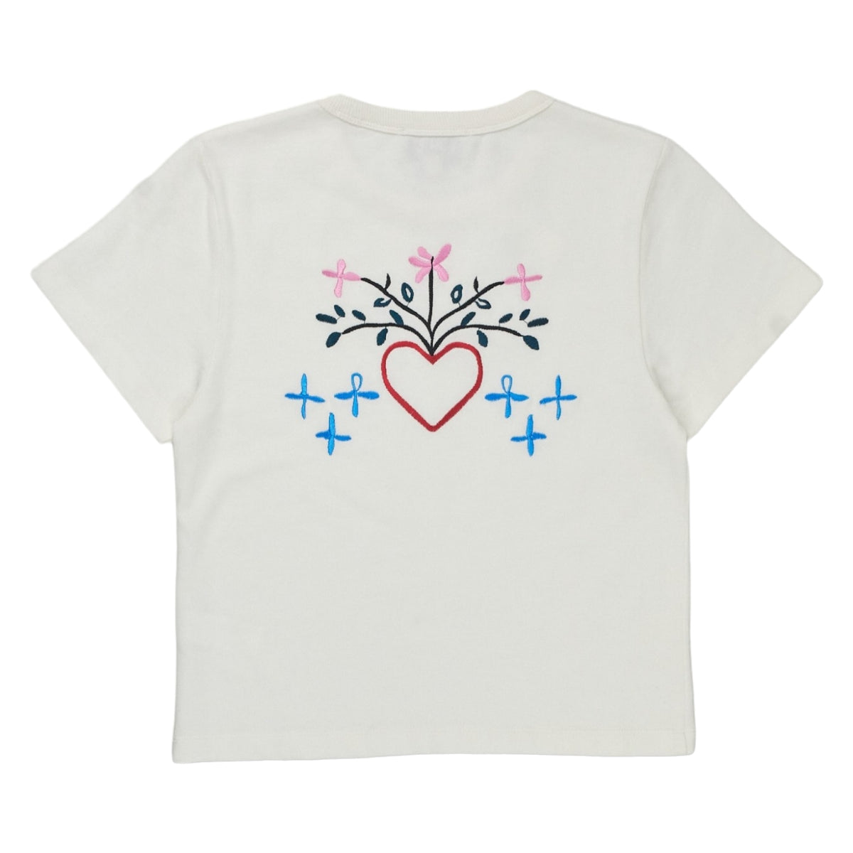 YMC Ecru/Heart Embroidery T-Shirt