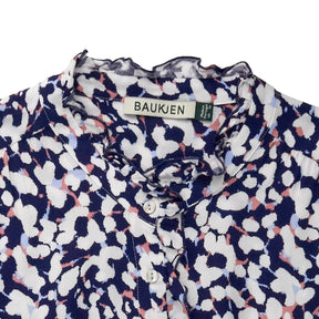 Baukjen Navy Floral Frill Blouse