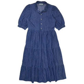 Baukjen Mid-Blue Chambray Tiered Dress