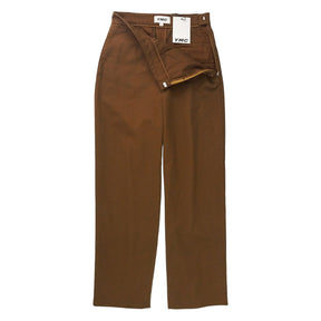 YMC Brown Flat Fronted Wide Trousers