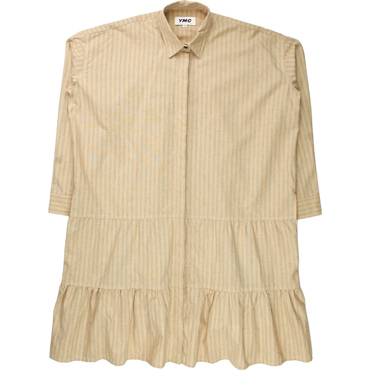 YMC Cream/Brown Tiered Shirtdress