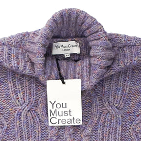 YMC Lilac/Multi Cable Roll Neck Jumper