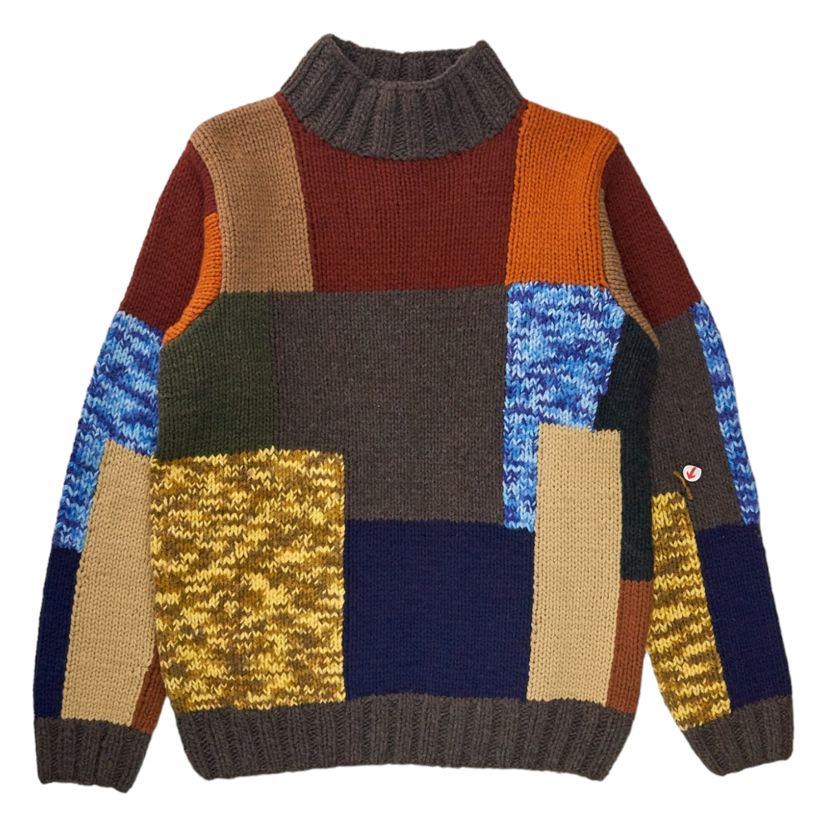 YMC Brown/Multi Patchwork Knit Jumper