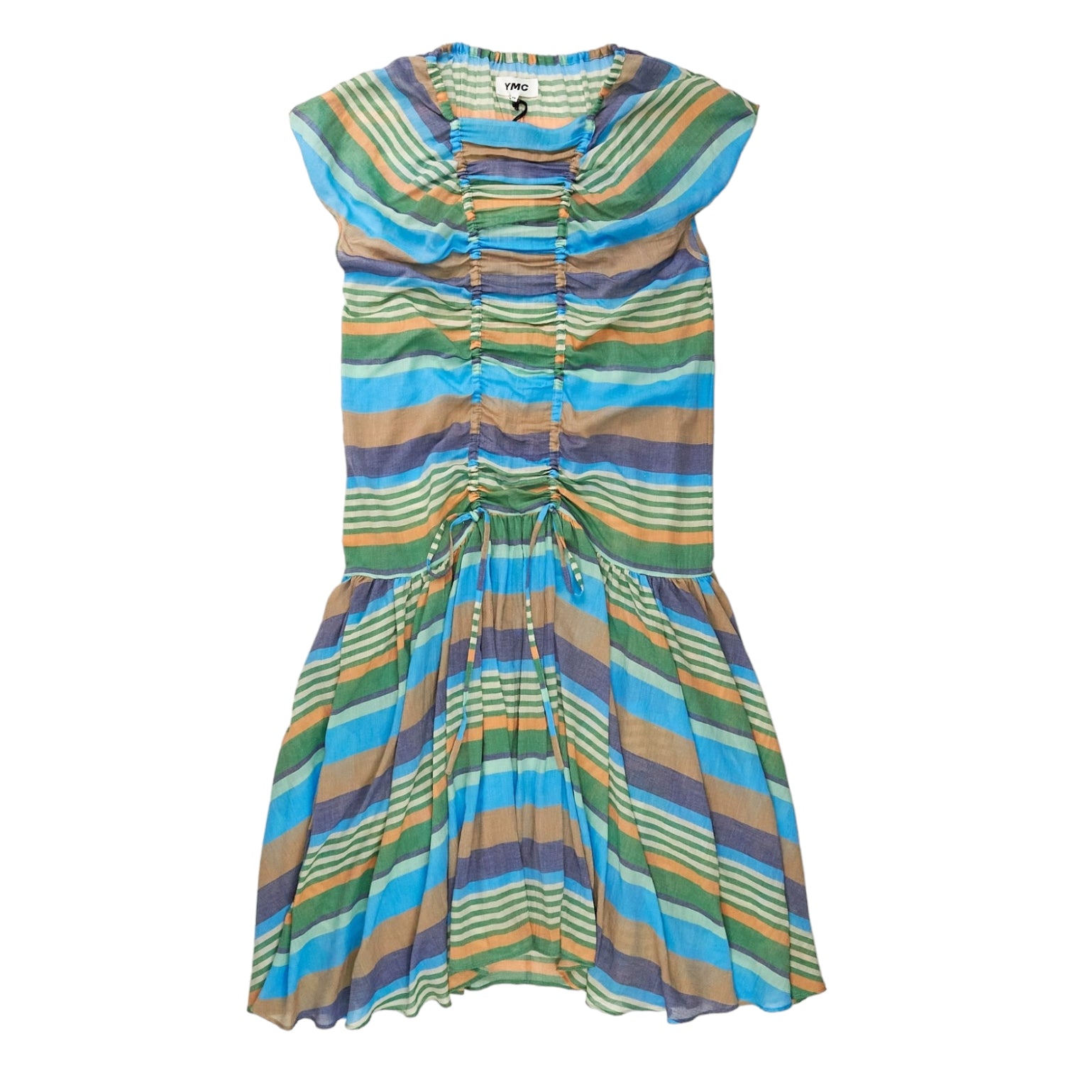 YMC Blue/Multi Ruched Dress