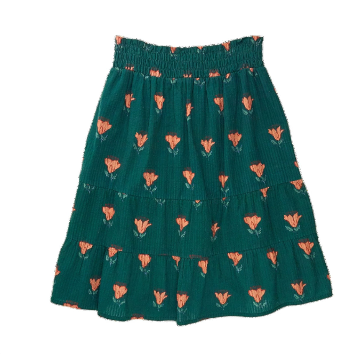 YMC Green Floral Tiered Skirt