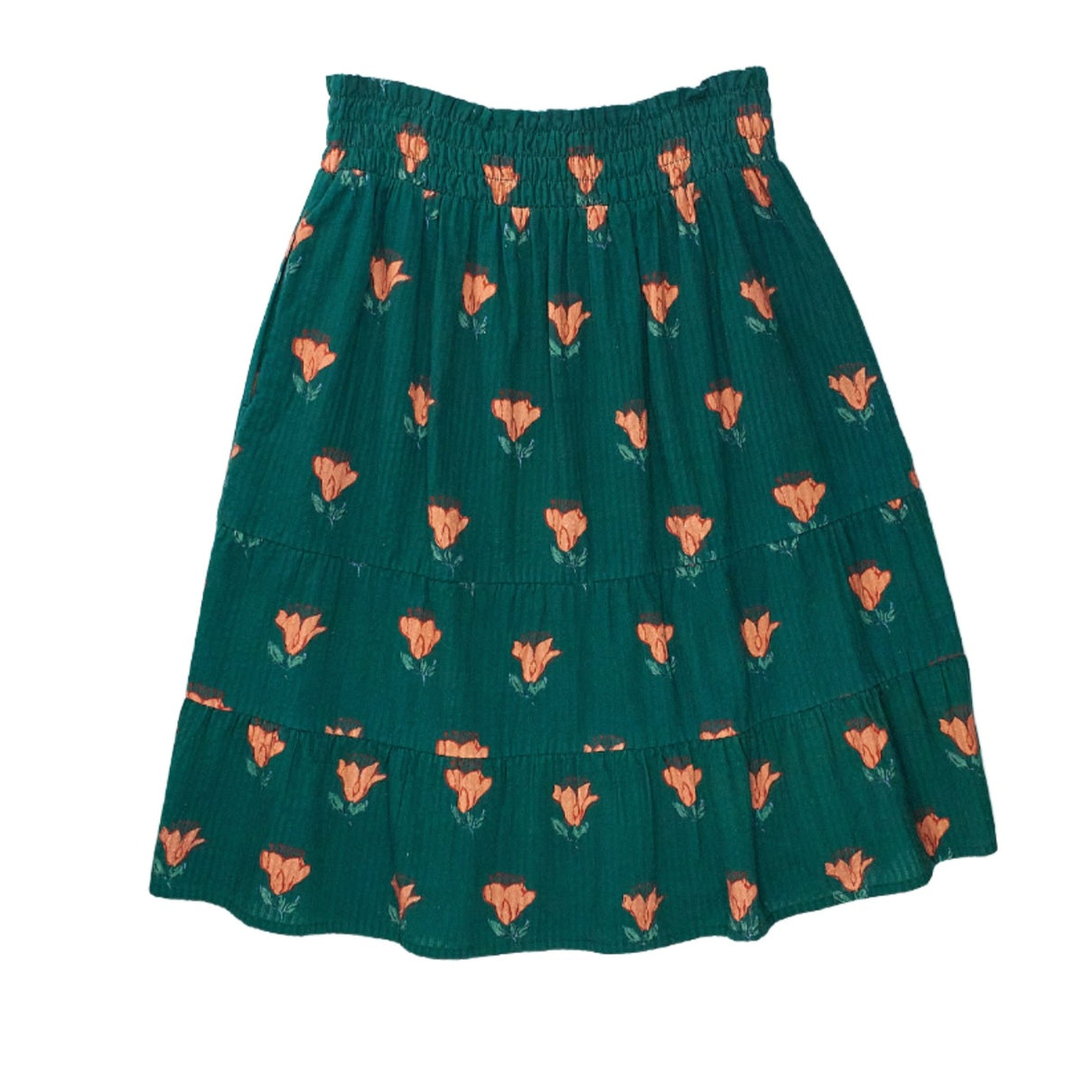 YMC Green Floral Tiered Skirt