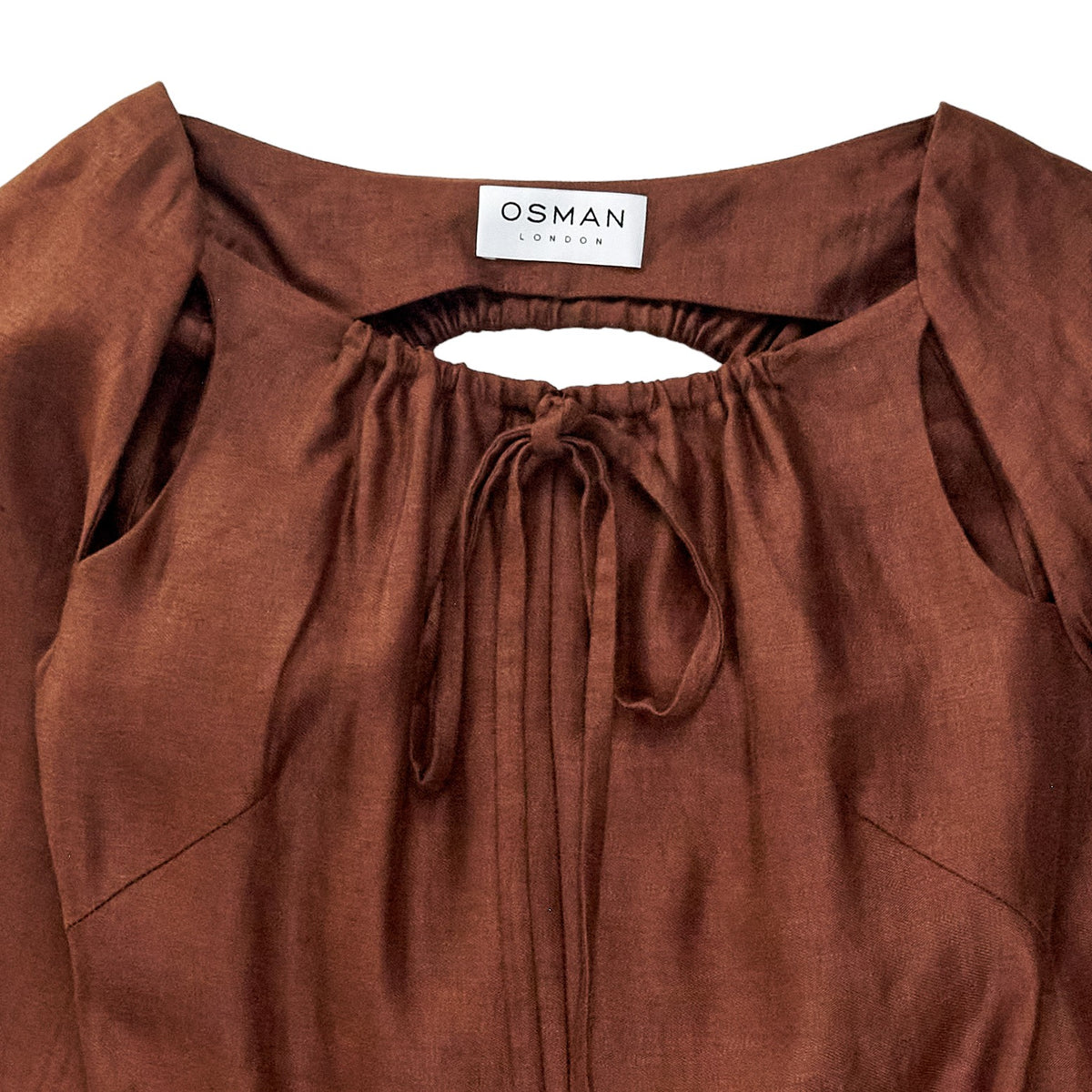 Osman Brown Linen Cut-Out Dress