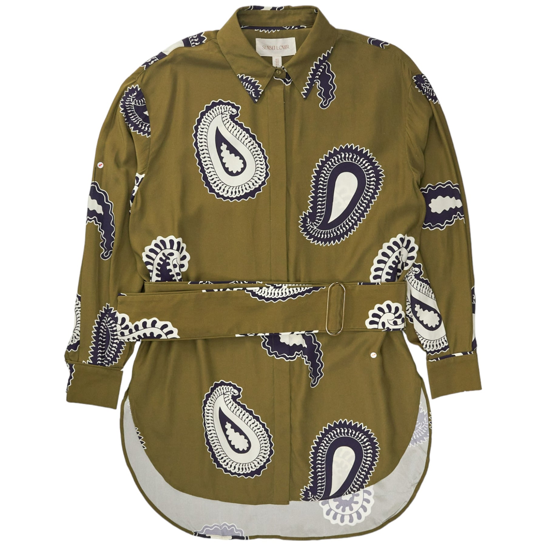 Sunset Lover Olive Paisley Dali Shirt