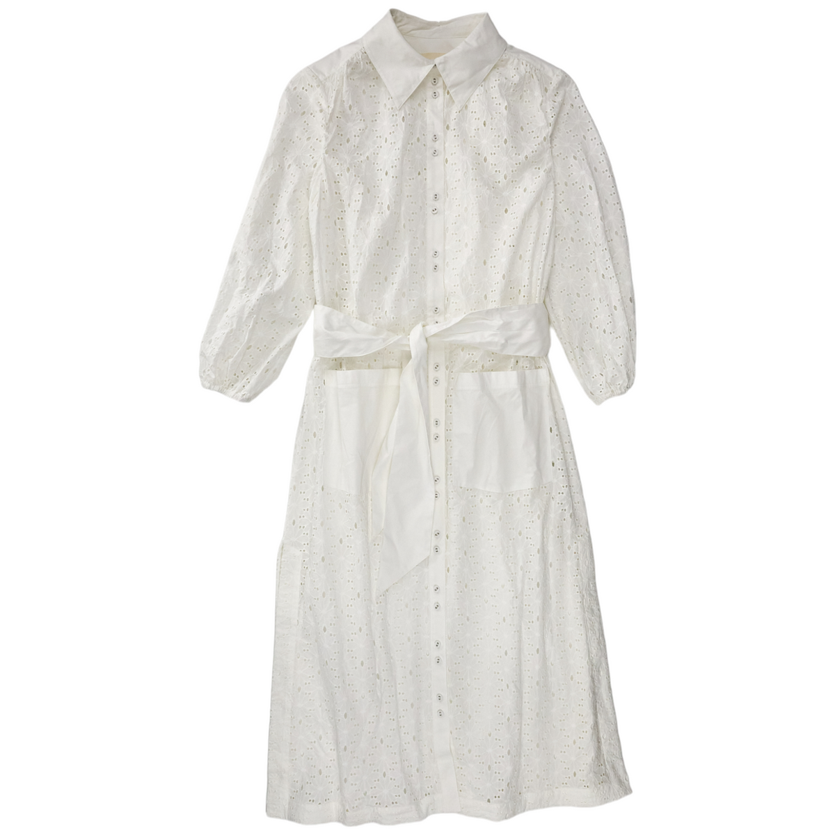 Sunset Lover White Broderie Shirt Dress