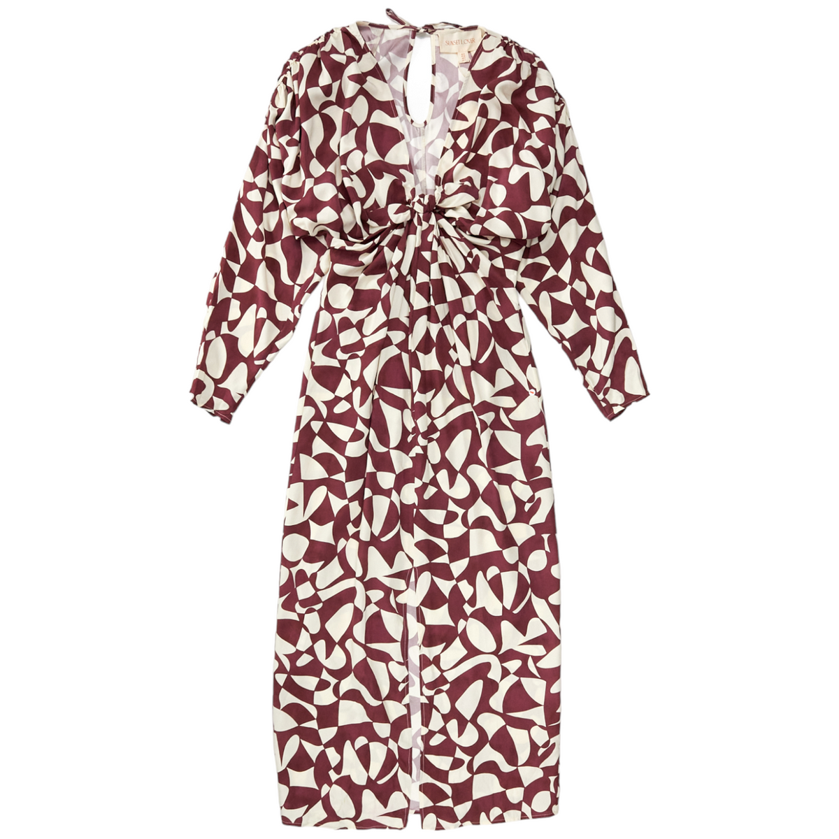 Sunset Lover Red/Cream Silk Midi Dress