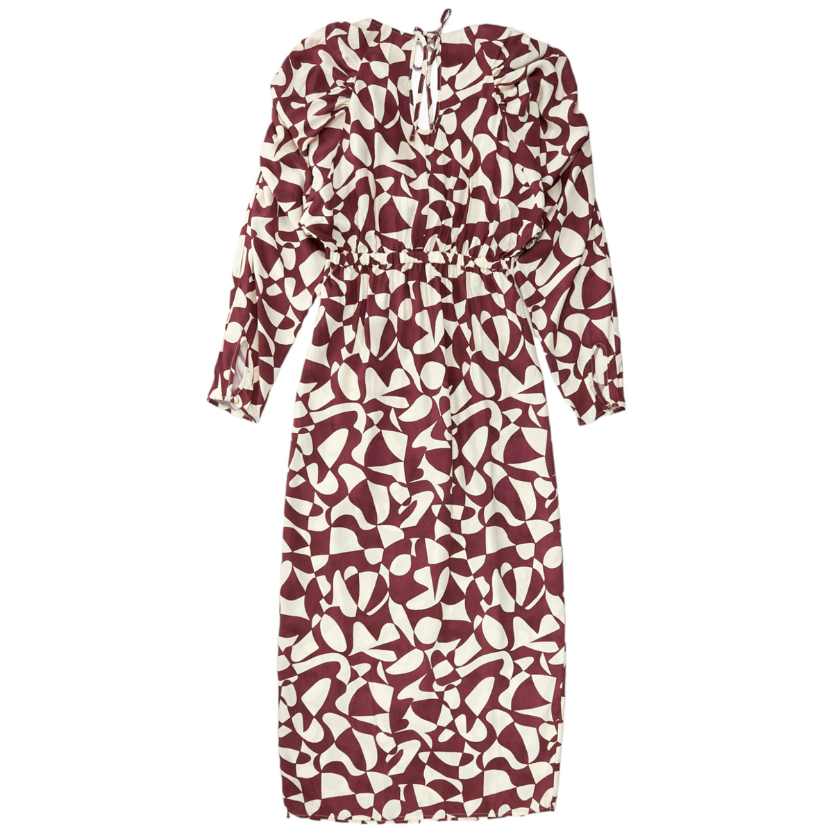 Sunset Lover Red/Cream Silk Midi Dress