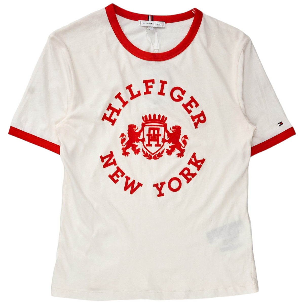 Tommy Hilfiger White/Red Varsity Flock Tee