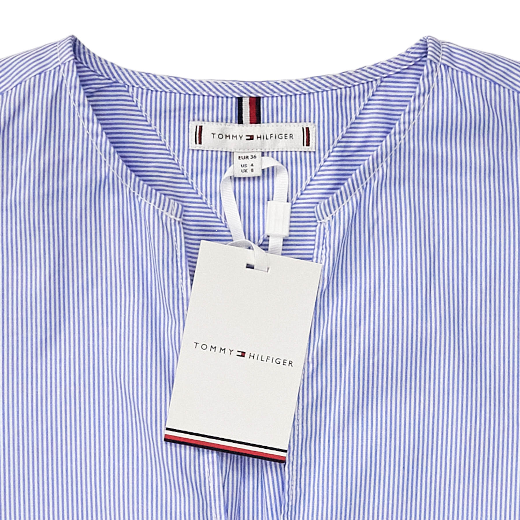 Tommy Hilfiger Blue/Stripe V-Neck Blouse