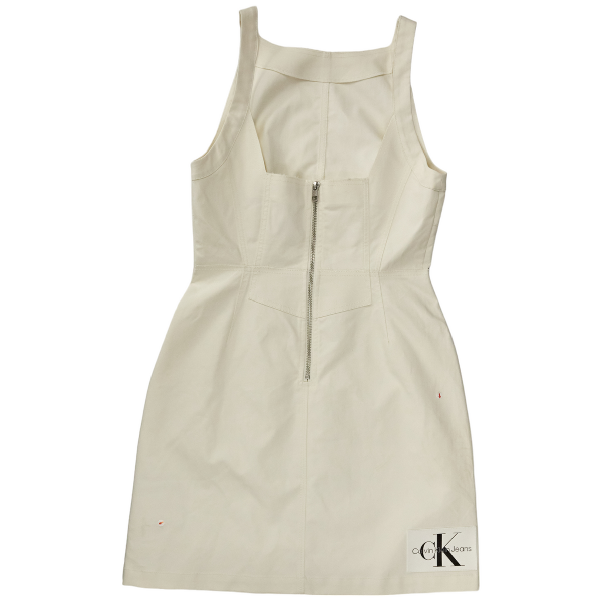 Calvin Klein Ivory Frayed Cargo Mini Dress