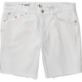 Calvin Klein White Denim Raw Edge Shorts