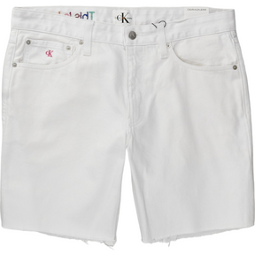 Calvin Klein White Denim Raw Edge Shorts