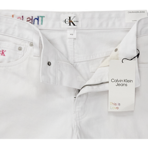 Calvin Klein White Denim Raw Edge Shorts
