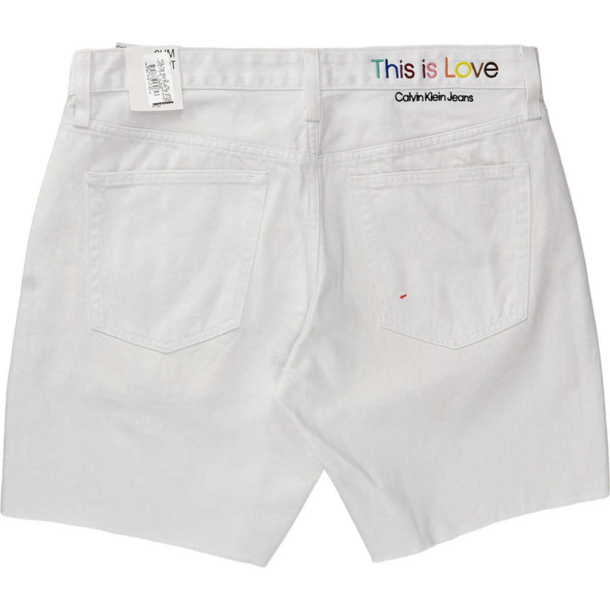 Calvin Klein White Denim Raw Edge Shorts