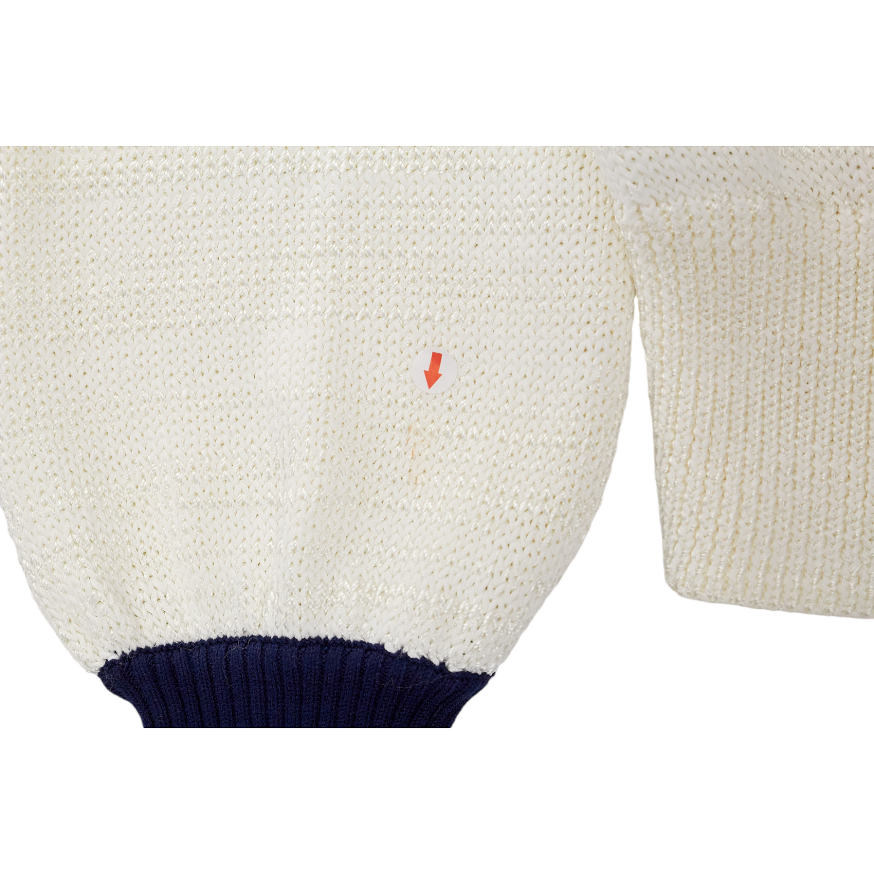 Reiss Cream/Navy V-Neck Knit Jumper