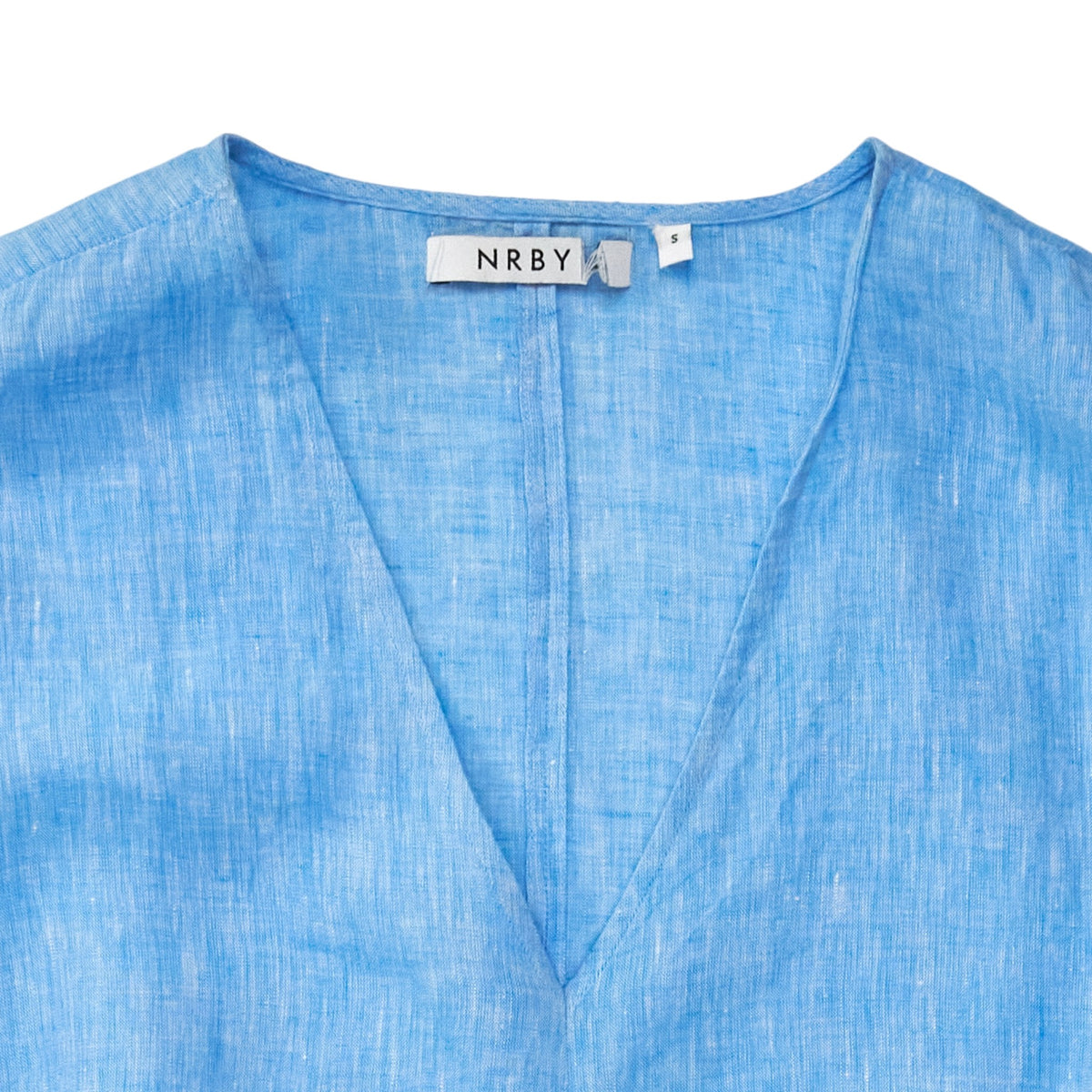 NRBY Blue Linen Tie Front Top