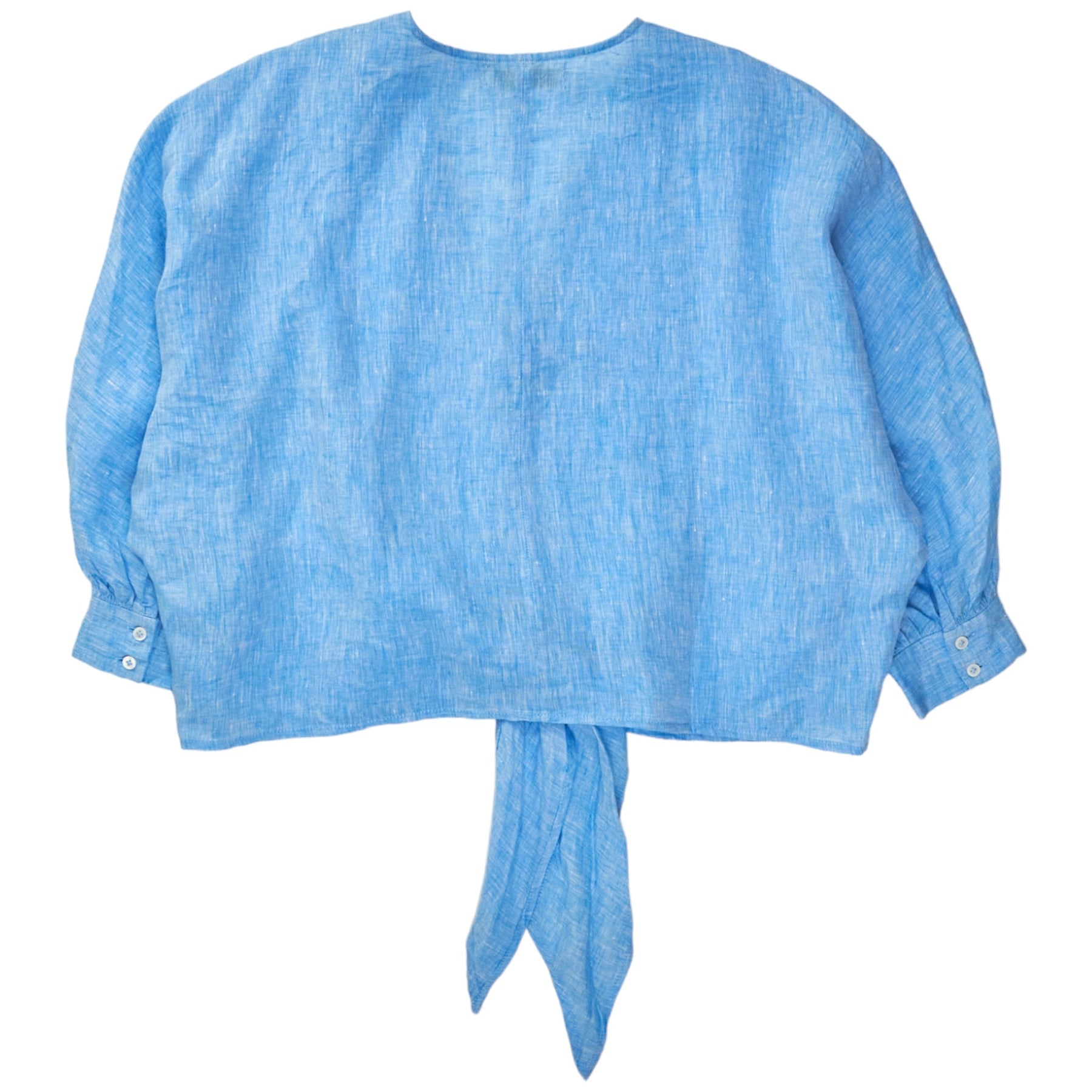 NRBY Blue Linen Tie Front Top
