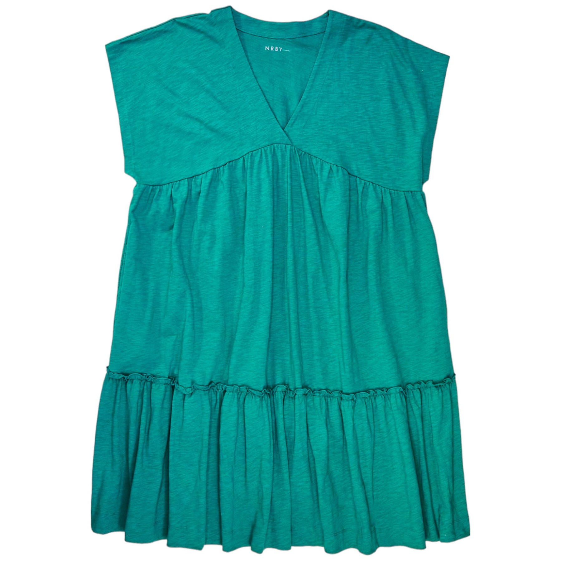 NRBY Green Slub Tiered Dress