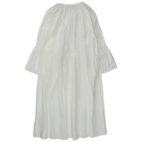 NRBY White Linen Gathered Neck Dress