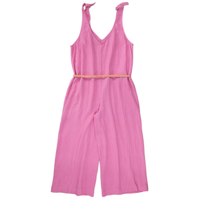 NRBY Pink Crinkle Cotton Dungarees