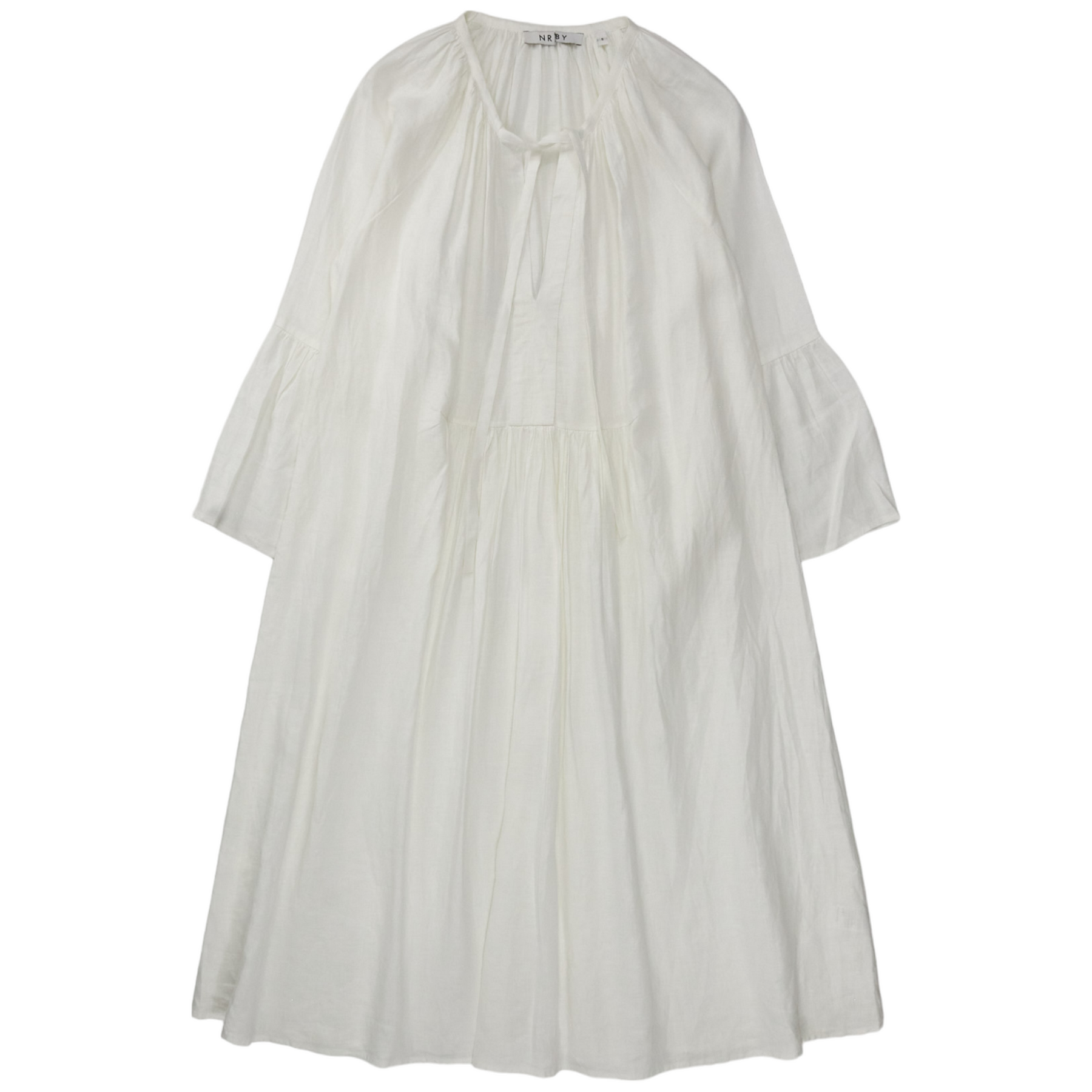 NRBY White Linen Midi Dress
