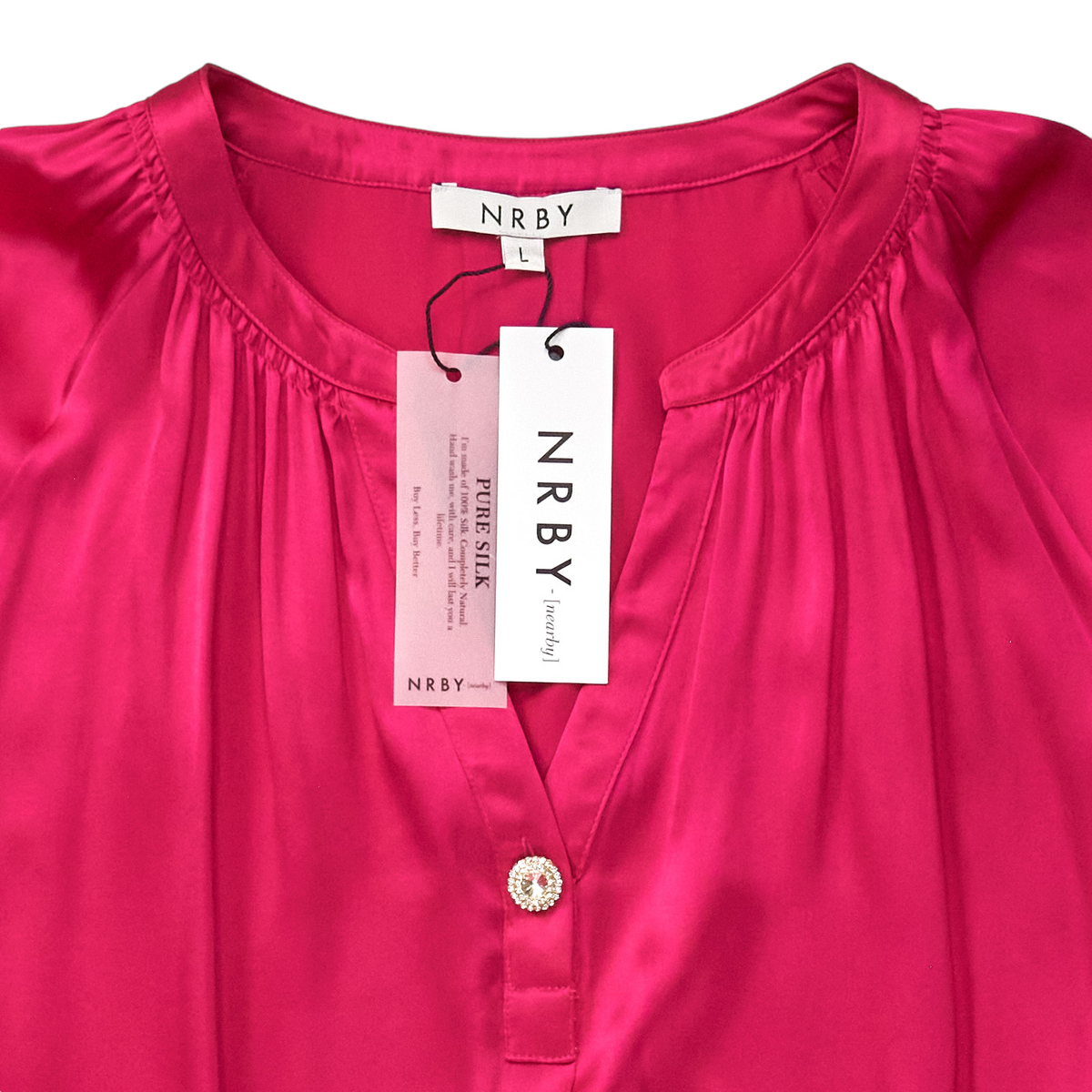 NRBY Hot Pink Ophelia Silk Satin Shirt