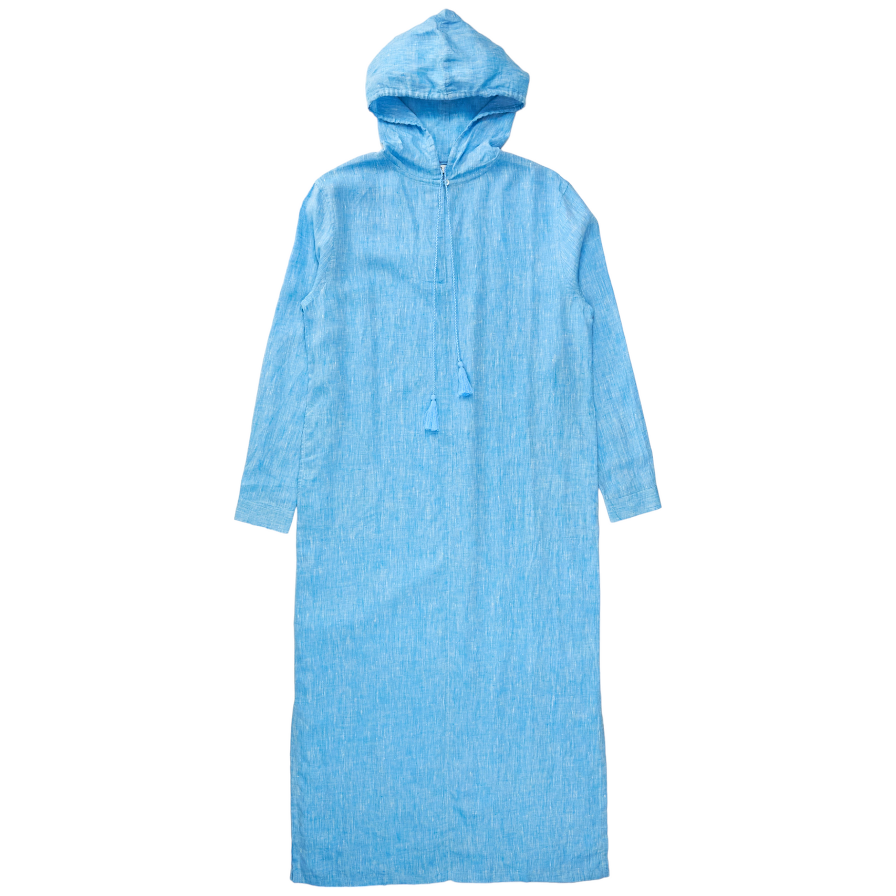 NRBY Blue Linen Hooded Dress