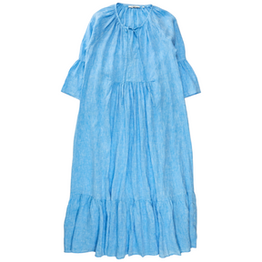 NRBY Blue Linen Tiered Maxi Dress