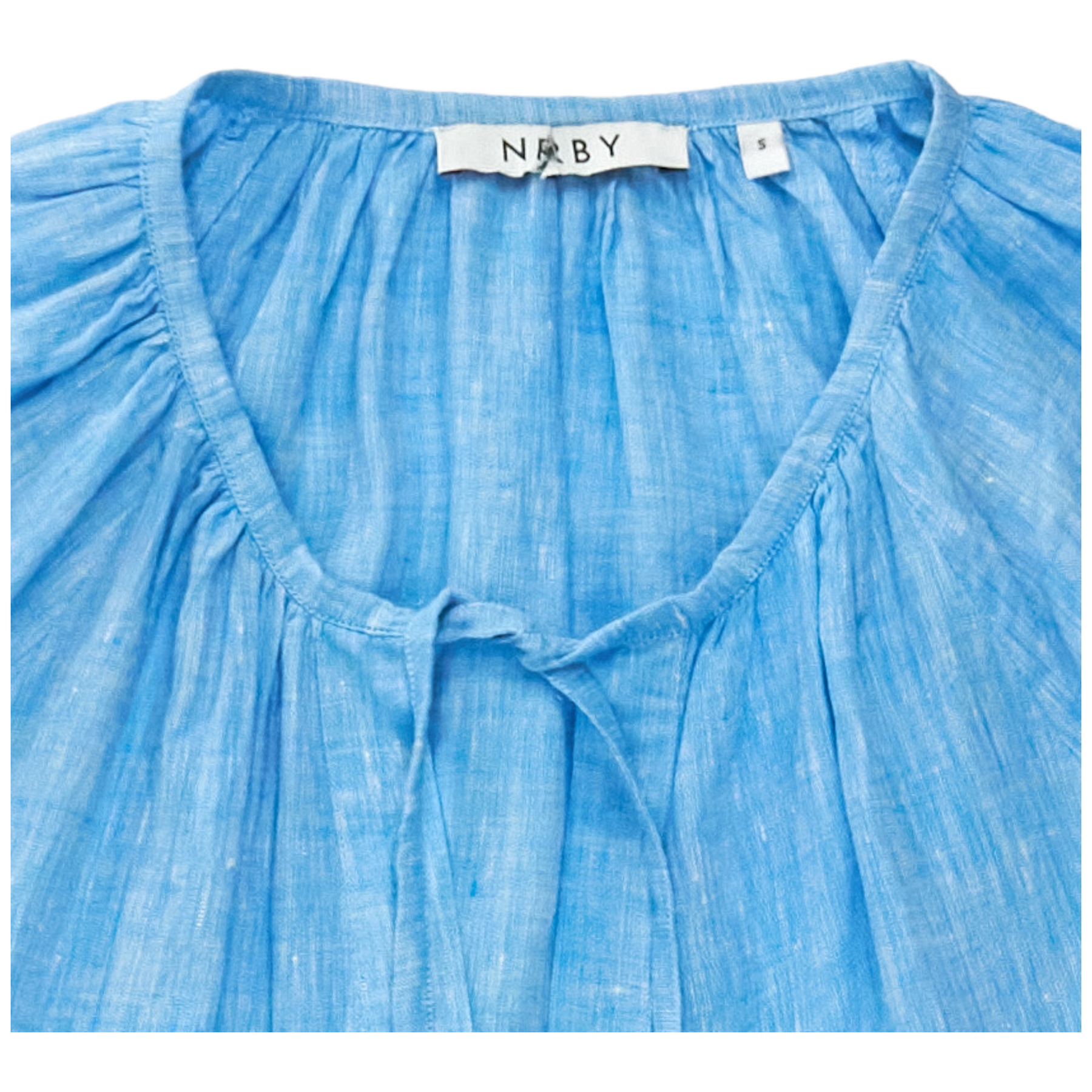 NRBY Blue Linen Tiered Maxi Dress