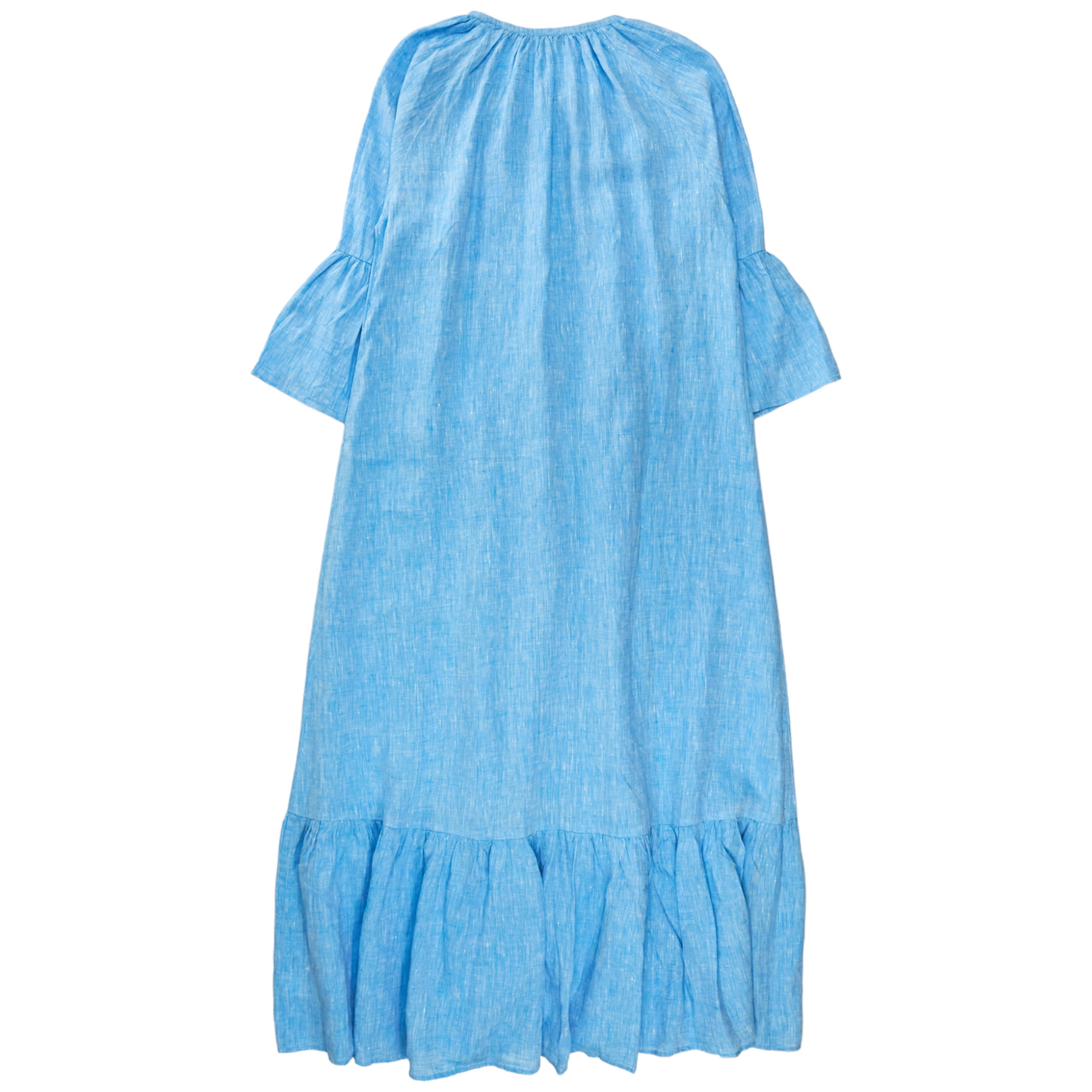 NRBY Blue Linen Tiered Maxi Dress