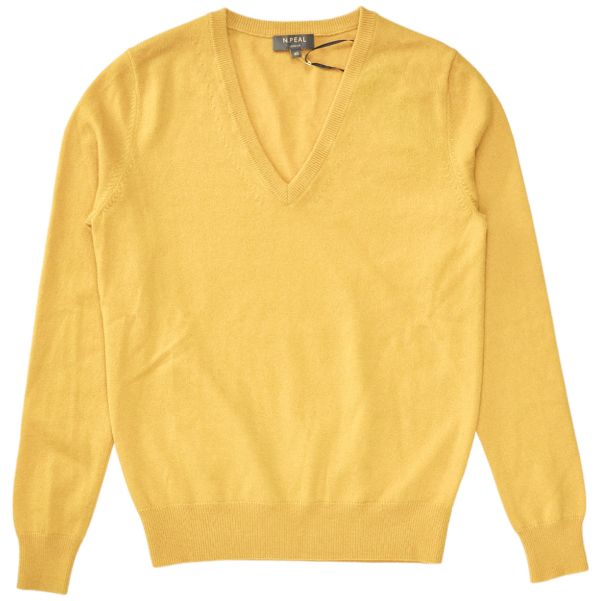 N. Peal Yellow Cashmere V Neck Sweater