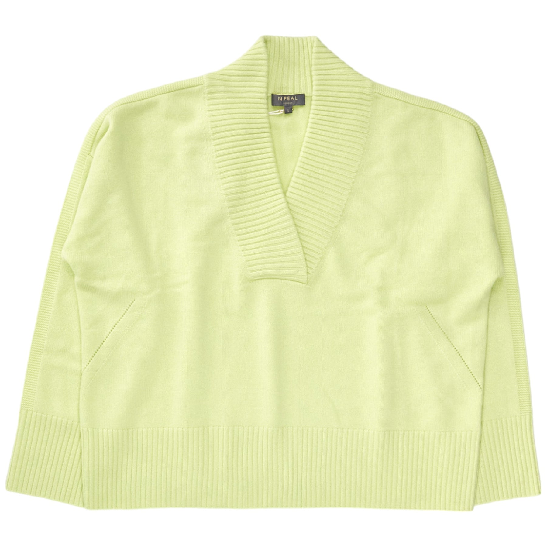 N. Peal Key Lime Deep Neck Sweater