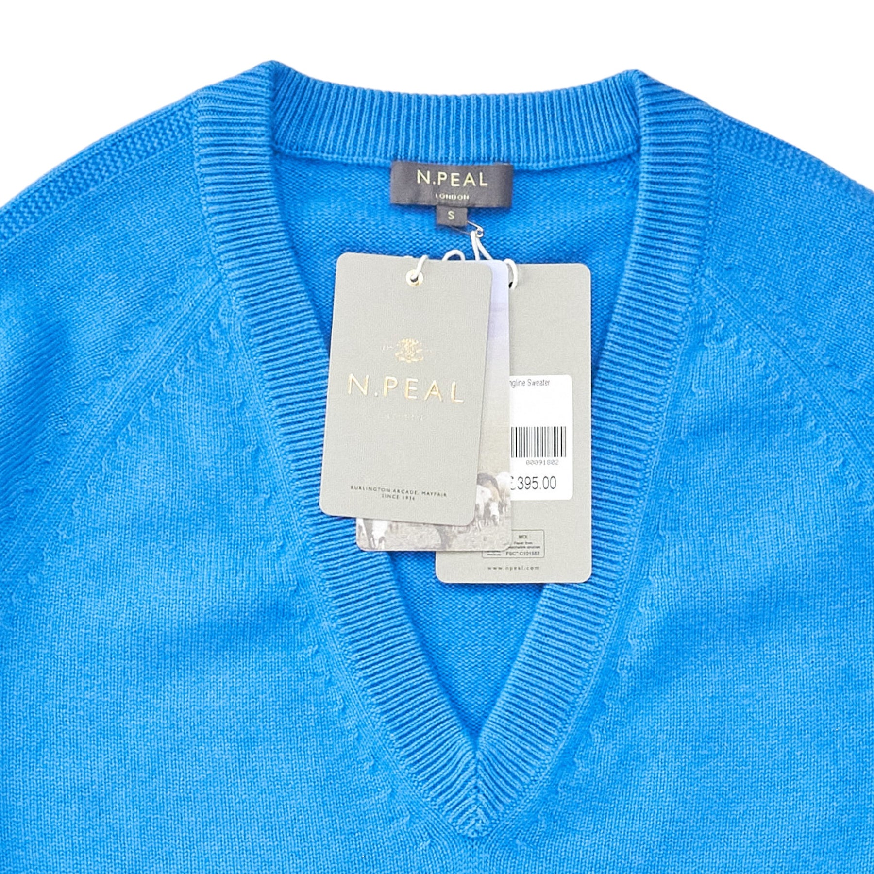 N. Peal Pool Blue Deep V-Neck Sweater