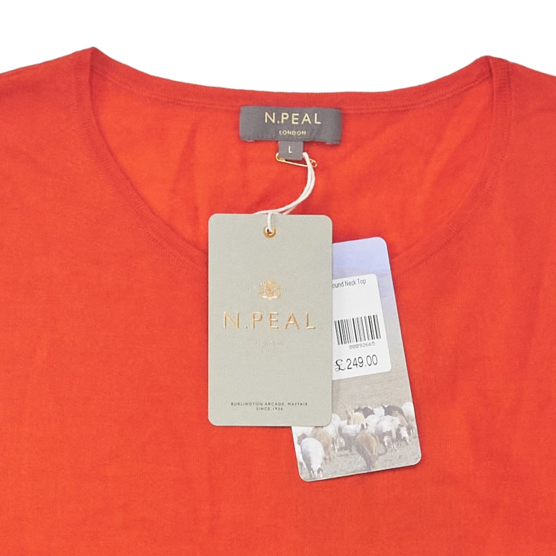 N. Peal Parker Orange LS Round Neck Top