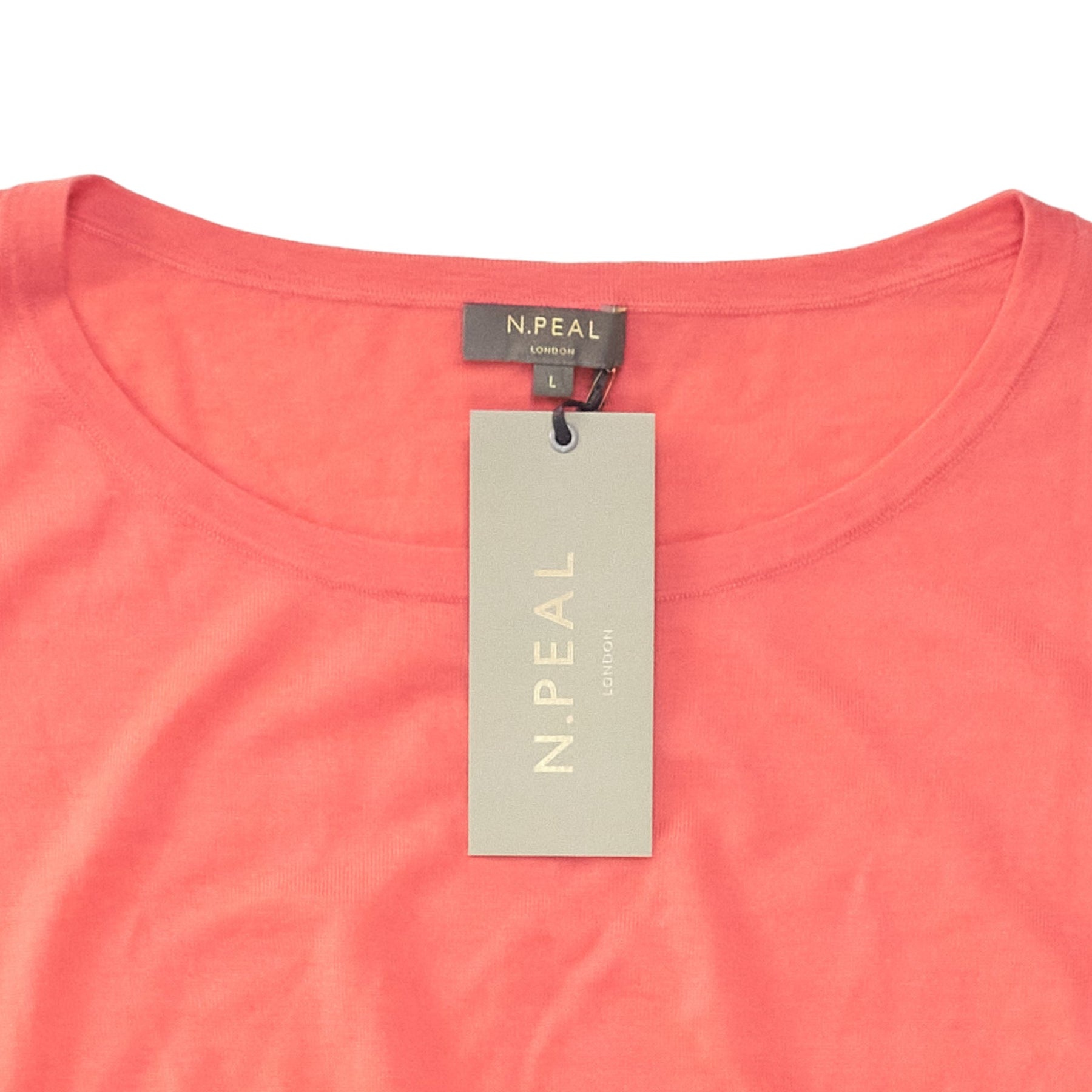 N. Peal Rich Coral Cropped Tie Front Sweater