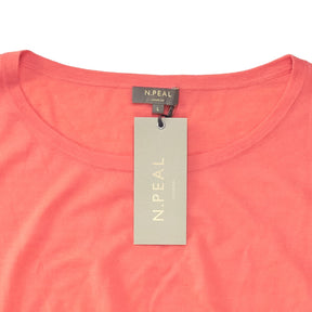 N. Peal Rich Coral Cropped Tie Front Sweater