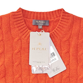 N. Peal Orange Cable Cashmere Sweater