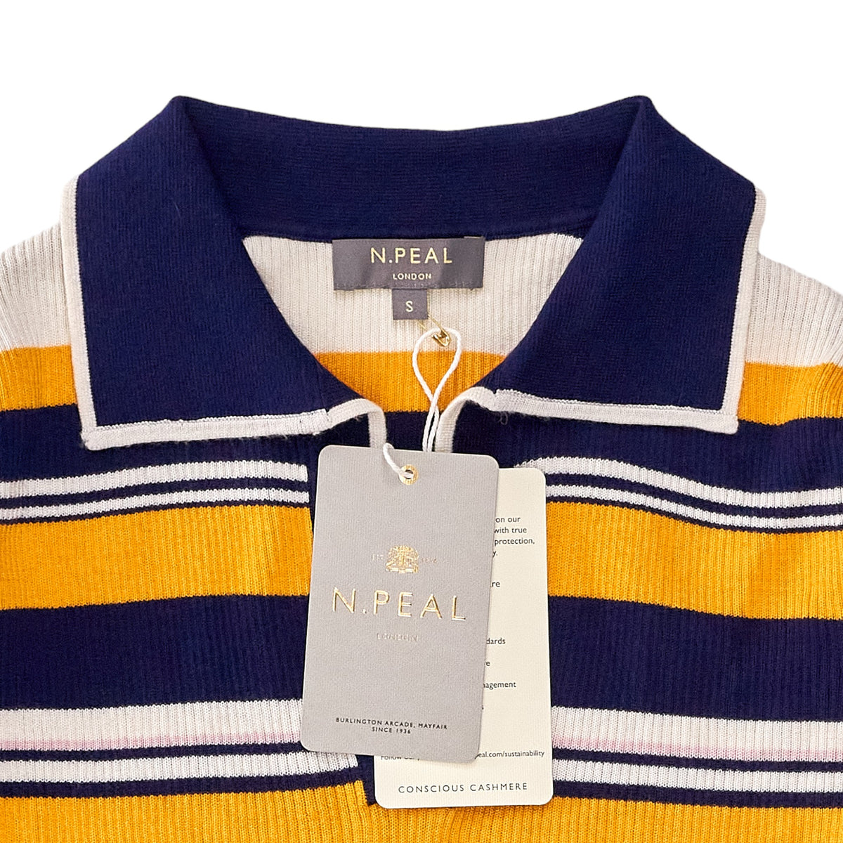 N. Peal Navy/Multi Cashmere Polo