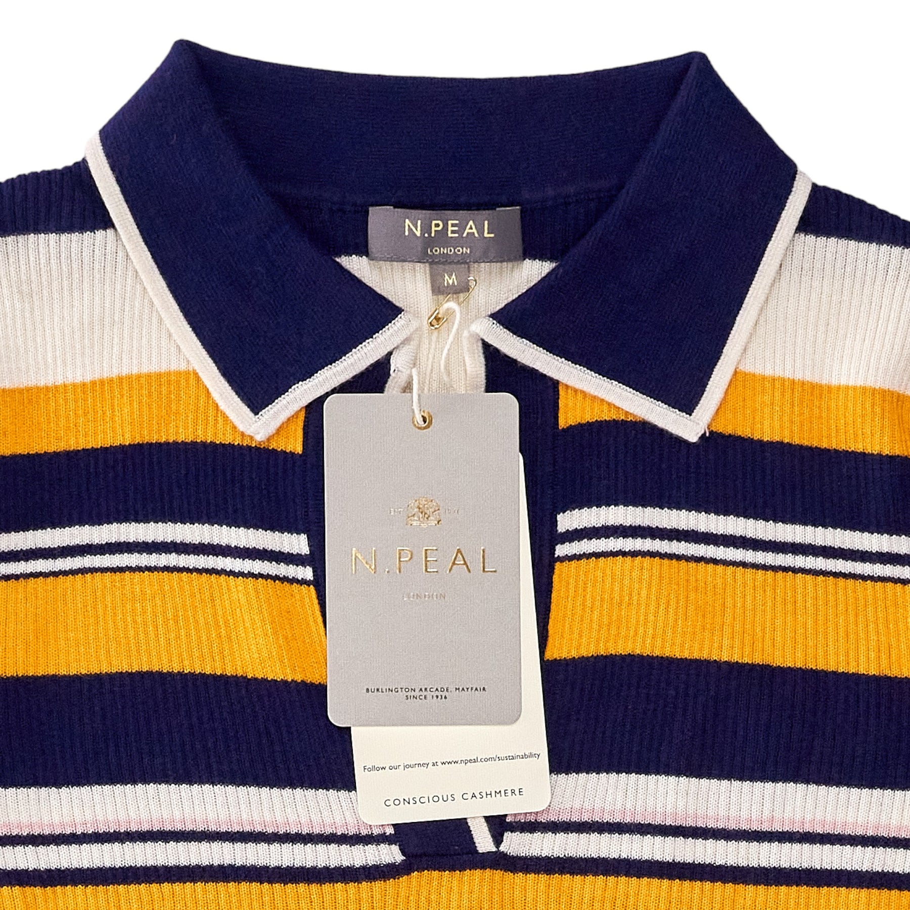 N. Peal Navy/Multi Cashmere Polo