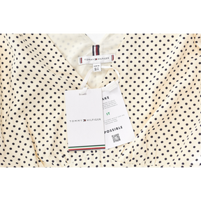 Tommy Hilfiger Cream Polka Dot V-Neck Dress