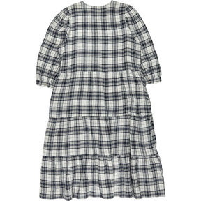 Baukjen Navy White Check Plaid Midi Dress