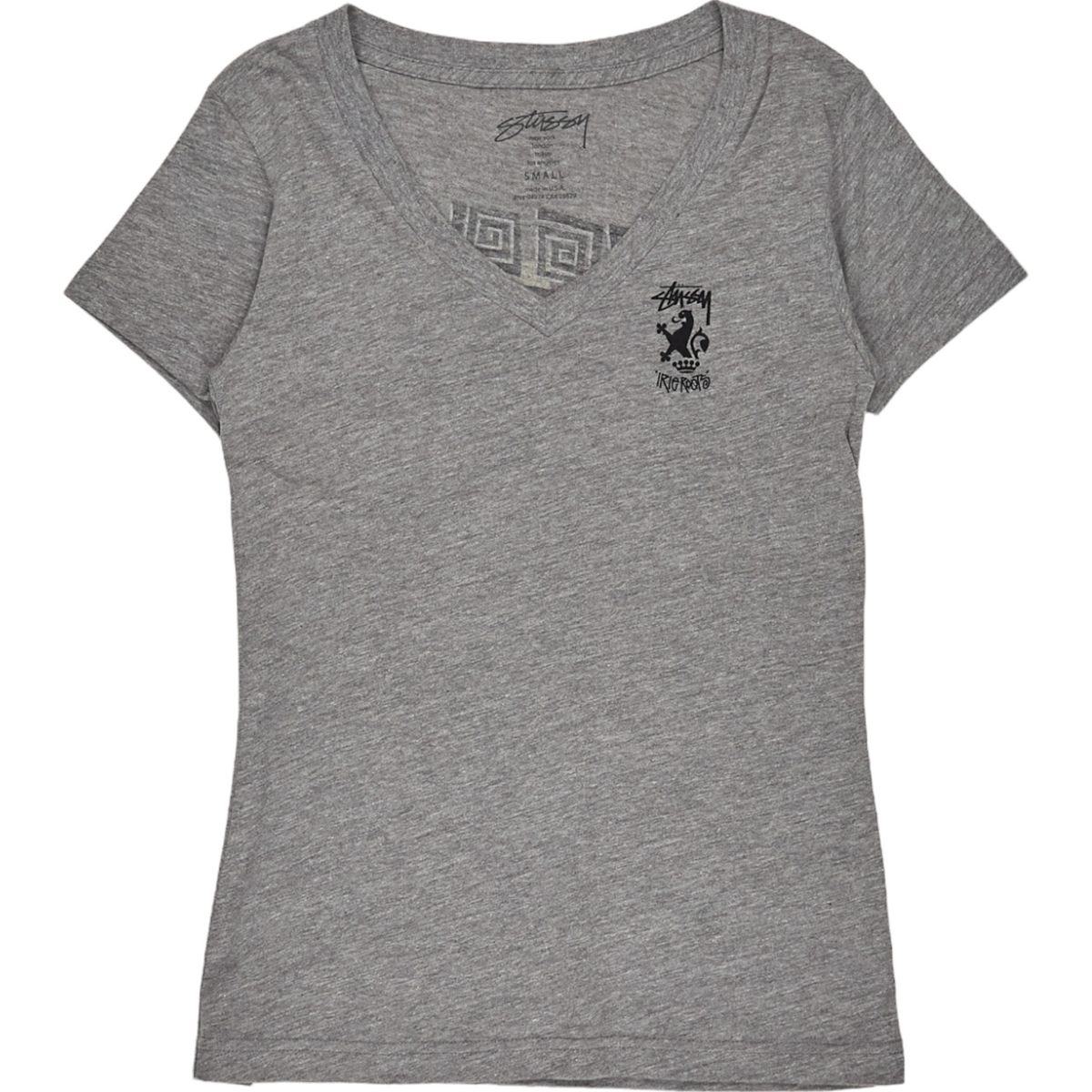 Stussy Grey V-Neck T-Shirt