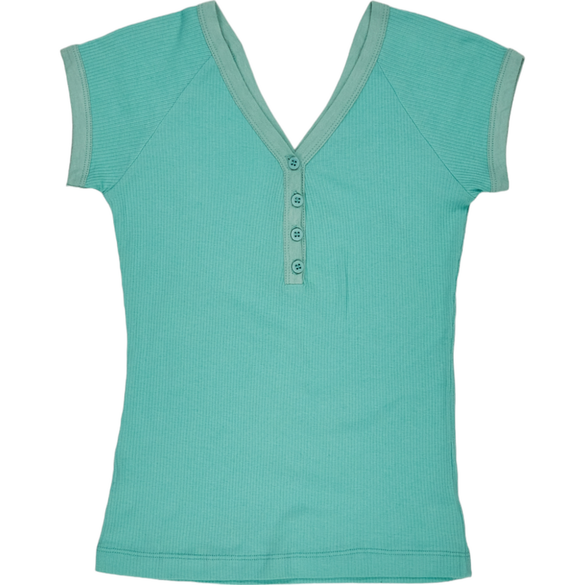 Stussy Green Rib V-neck T-shirt